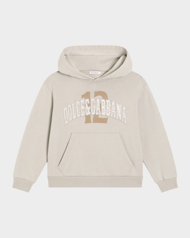 Boy's Logo Embroidered Cotton Hoodie, Size 8-14
